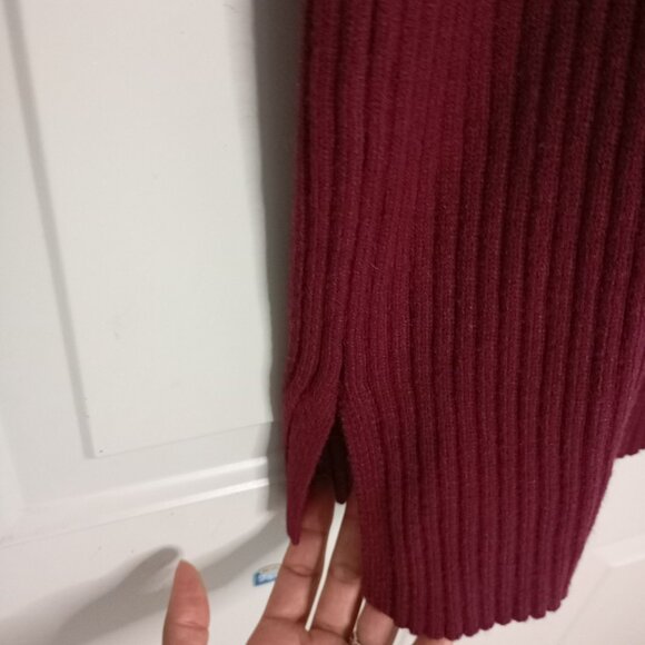 Lillusory Womens Ribbed Turtleneck Sweater Tunic M Burgundy - Picture 5 of 10